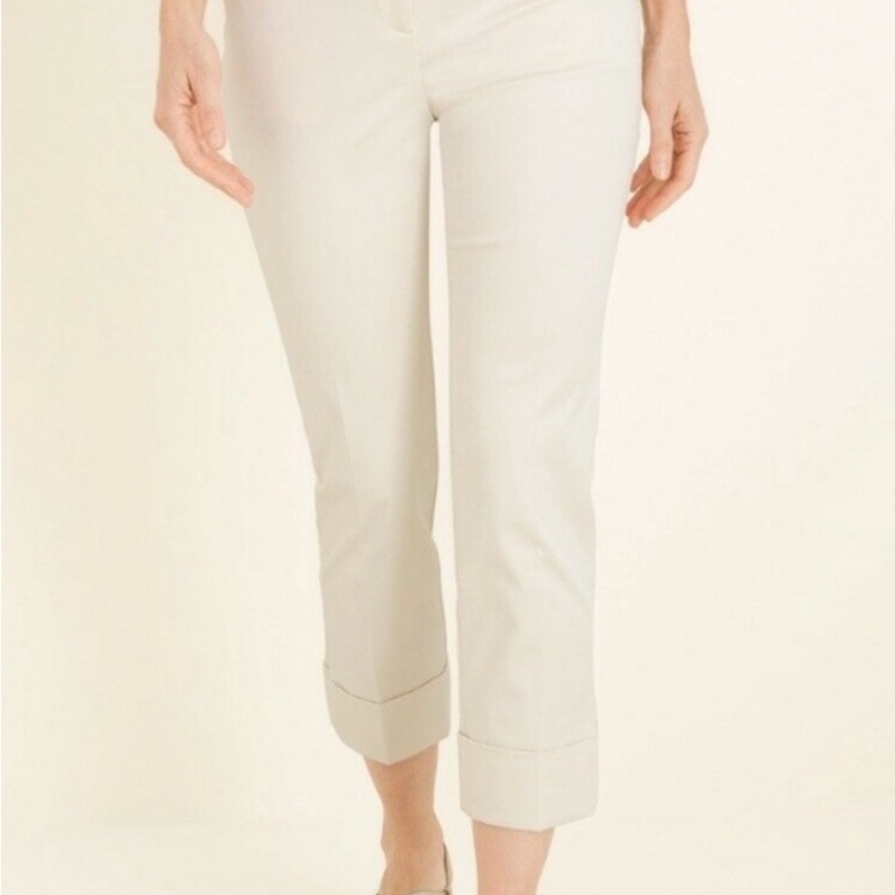 NWT:  Chico's Cropped Straight-Leg Pants in Off-White